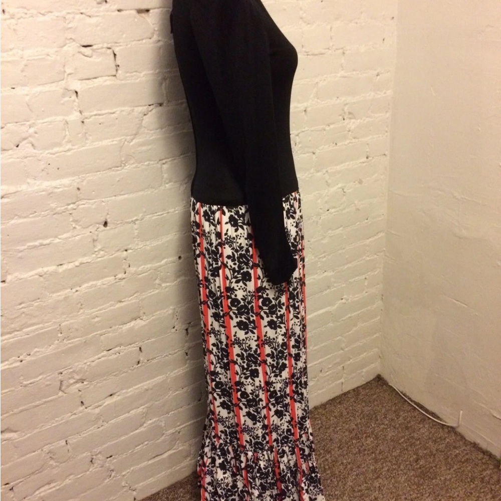 NWT Victor Costa Romantica long sleeve maxi dress hostess black red size 4-6 - Picture 6 of 11